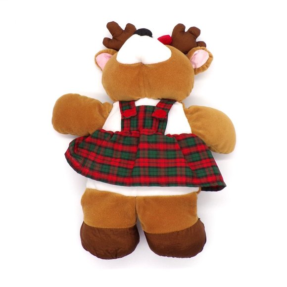 Gibson Greetings 1995 Christmas Reindeer Plush Dress Nylon Stuffed Animal Toy - Picture 2 of 7
